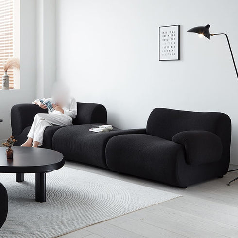 Walton Black Boucle 3 Seater Sofa 3-Piece Couch