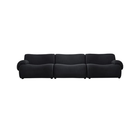 Walton Black Boucle 3 Seater Sofa 3-Piece Couch