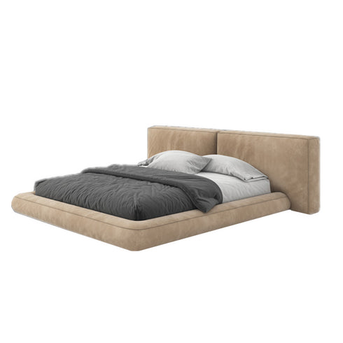 Cullen Suede Fabric Contemporary Minimalist Wide Head Board Bed Frame
