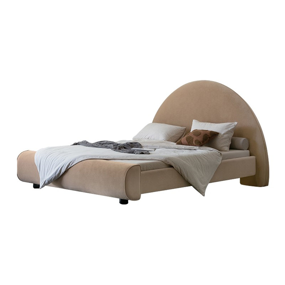 Desirae Velvet Round Shaped Headboard Bed Frame – CASVADA